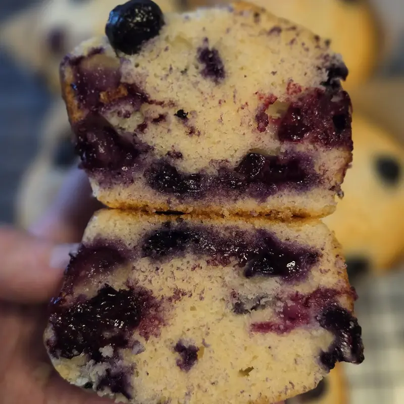 Blueberry muffin split open